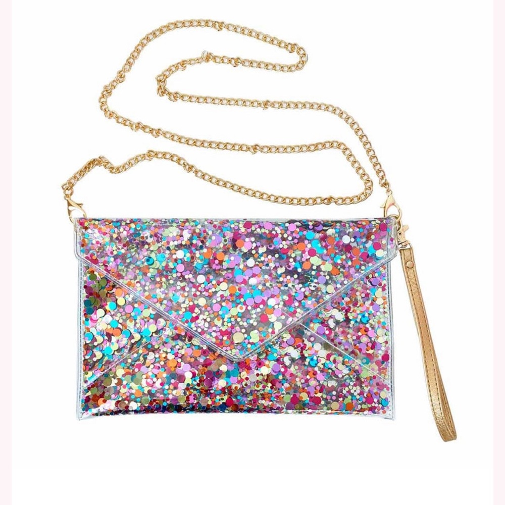 essentials confetti convertible envelope clutch